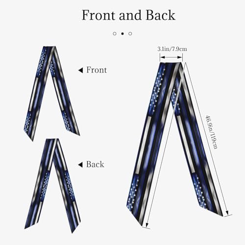 American Thin Blue Line Flag print Fashion Silk Like Scarves Scarf Silk Feeling Long Lightweight Scarf for Women2