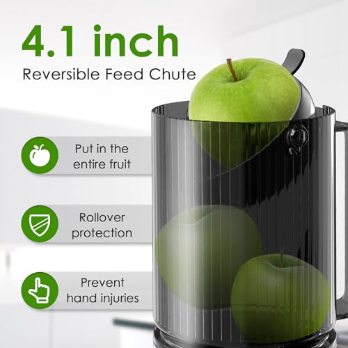 image for WISKEMA Masticating Juicer Machines, 4.1-inch (104MM) Slow Cold Press 