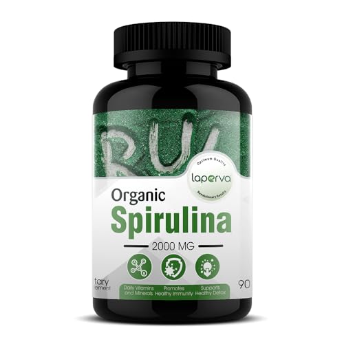 Laperva Organic Spirulina Capsules 2000 mg Daily Vitamins and Minerals (90 Veggie Capsules)