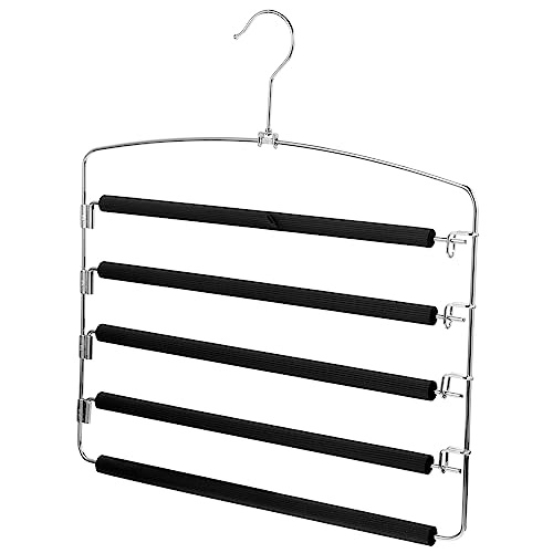 Unomor Wardrobe Storage Hanger Skirts Pants Multi- Layer Pants Steel Pants Hanger Pants Organizer Wardrobe Pants Hangers Skirt Hangers Pants Hanger Multi- Layer Jeans Hangers Black Sponge