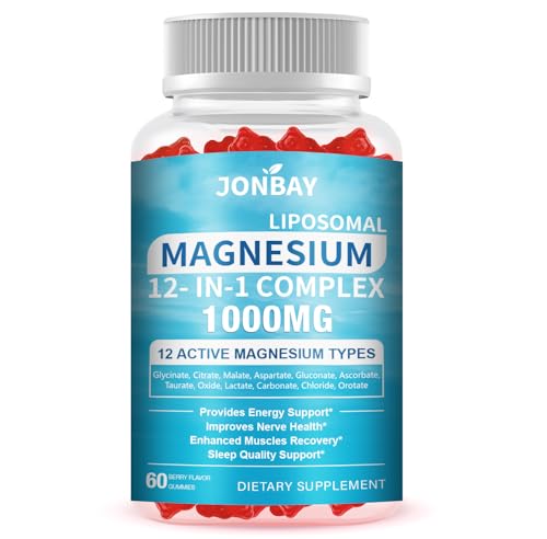 21-in-1 Liposomal 12 Active Magnesium Complex 1000mg Gummies - with Magnesium Glycinate Citrate Malte & Vitamin C - Magnesium Supplements for Supports Bone Muscle Relaxation & Sleep