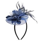 fascinator blau bijou brigitte  Hochzeit Damen Feder Fascinator Haarreif Blume Schleier Hut Kopfband Haar-Accessoires - Dunkelblau