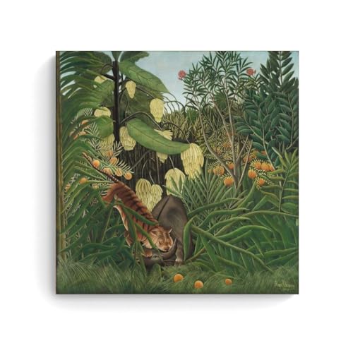 Henri Rousseau - Œuvre artistique - Lutte entre un tigre et un buffle (2) - Poster mural minimaliste à suspendre pour chambre à coucher et salon - 30 x 30 cm