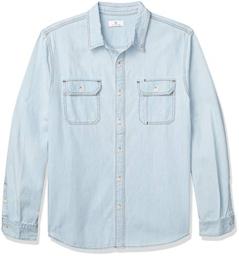 AG Adriano Goldschmied mens The Benning Utility Denim Long Sleeve Button Down Shirt, Ricochet, Medium US