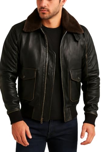 Men's G-1 Real Lambskin Leather Vintage US Flight Jacket - Air Force Aviator Bomber Jacket