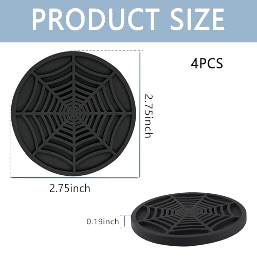 4 piezas de posavasos de silicona para autos negro miniatura 2