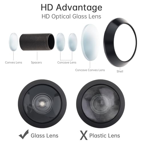 HOJLKLD Türspion, Türspion, 200 Grad, Zinklegierung, mit 16 mm Bohrer, für Türen von 3,8 cm bis 6,5 cm, Schwarz