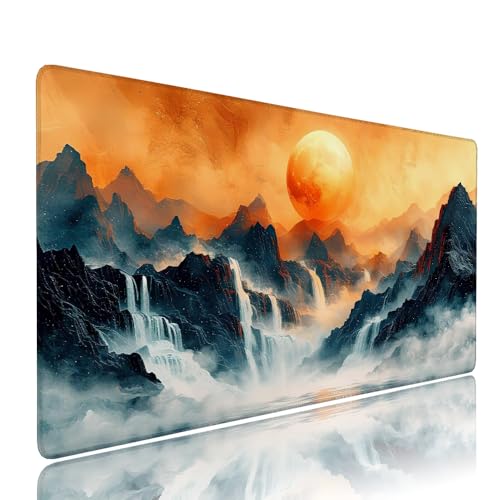 Tapis de souris XXL jaune sous main bureau pour clavier accessoire mouse pad large