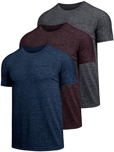 Teesmen 3 Pack Men's Quick Drying Shortsleeve Light and Breathable Sports T-Shirt Gym Wicking T Shirt（Multicolor set2-4XL）