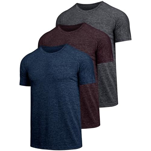 Teesmen 3 Pack Men’s Quick Drying Shortsleeve Light and Breathable Sports T-Shirt Gym Wicking T Shirt