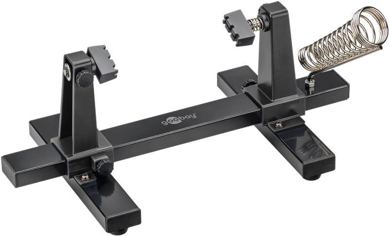 goobay Verstellbarer Leiterplattenhalter mit Lötkolbenständer/Platinenhalter/Robuster Lötständer Zur Befestigung von Platinen & Werkstücken bei Löt- und Bastelarbeiten / 360° Drehung -76559