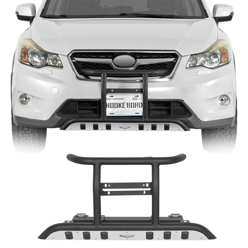 Image of Hooke Road Crosstrek Rally Light Bar Front Bumper for 2013-2017 Subaru XV Crosstrek, 4-Light Mounting Tabs & Skid Plate | Aggressive Off-Road Bull Bar | Bolt-On Installation