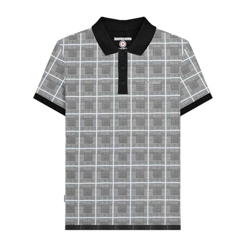 Lambretta Mens Big Check Short Sleeve Polo Shirt (UK, Alpha, XL, Regular, Regular, White)