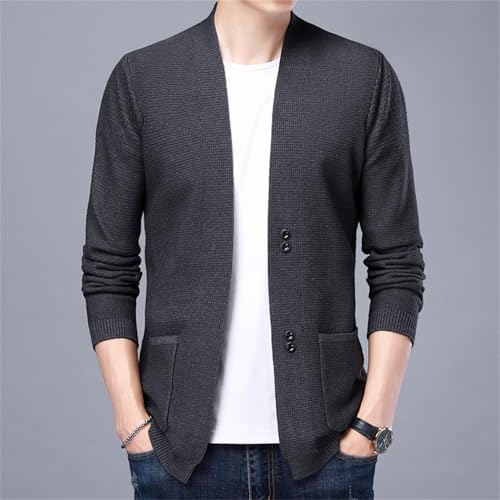 Mens Knitwear Solid Color Long Sleeved Pocket Knitted Cardigans, Men's Lightweight Wool Knit Casual Cardigan Sweater Thin2