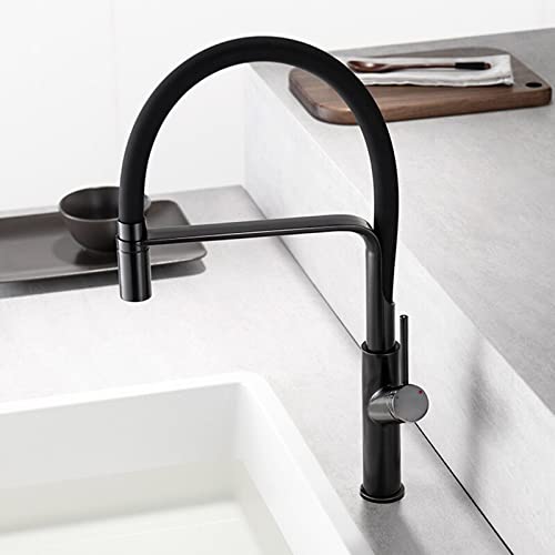 Mitigeur de cuisine extractible noir mat avec jet double fonction