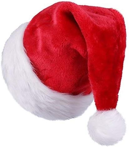 AMDX Extra Thicken Red and White Plush Santa Hat-Christmas Classic Hat for Child (Red & White)