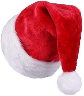 Extra Thicken Red and White Plush Santa Hat-Christmas Classic Hat for Adult Toddler Teenage Children (Red & White)