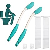 Bottom Buddy Wiping Aid*2,Upgraded Butt Wiper Tool for Women,15.75in Long Aids for Toileting for Fat People,Elderly,Disabled,Pregnant,Two Drawstring Pocket,Self-AdhesiveHooks,Firm Grip On Tissues