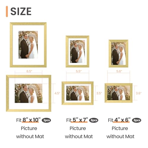 Image of upsimples Picture Frames set of 19, Including 8x10, 5x7, 4x6 Gold Frame