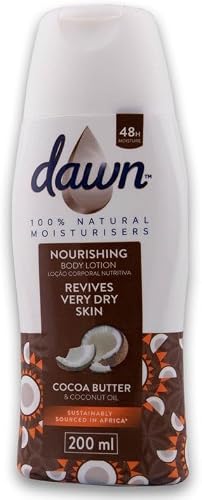 Dawn Cocoa Butter and Coconut Oil Long-Lasting Moisturizing Nourishing Body Lotion for Very Dry Skin 200ml (Packing may vary)