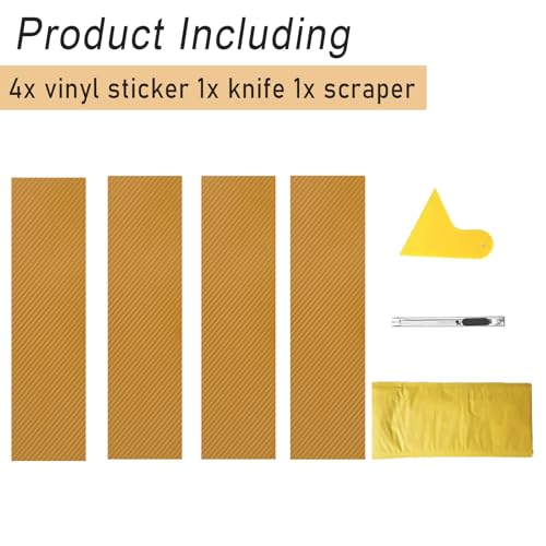 Image of ramuel Bowtie Emblem Vinyl Wrap Sticker for Chevy Front Grill 11.8 inch x 4 inch | Gold Carbon Fiber,4Pcs,Diy Kit
