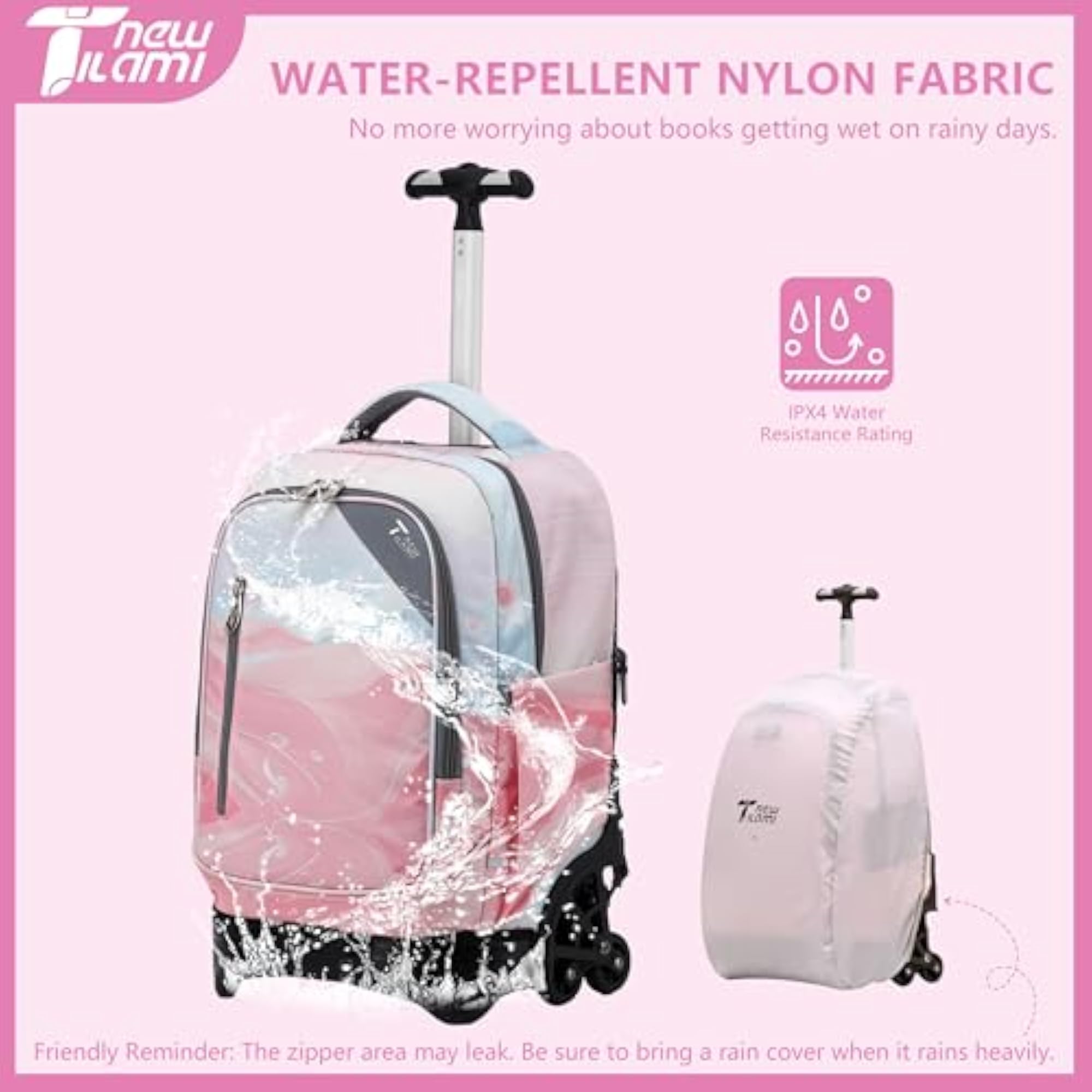 18-Inch Rolling Backpack 6-Wheel for Kids School Travel
