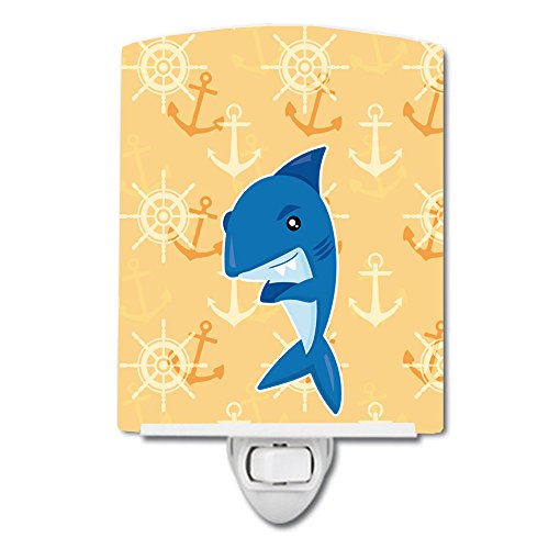 Lámpara de noche cerámica tiburón beige 6x4x3 pulg