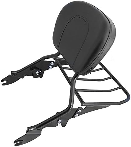 XKH- Black Detachable Backrest Sissy Bar with Luggage Rack Compatible with Harley Davidson Touring 2009-2016 Electra Glide Road Glide Road King Street Glide [B01LMV1SSI]