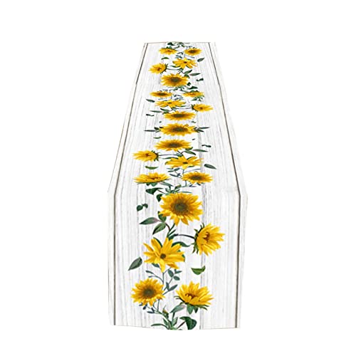6SHINE Camino de mesa de girasoles, mantel impermeable transpirable, funda de mesa lavable para decoración de mesa, mesa de comedor, interior y exterior (como se muestra) Cover