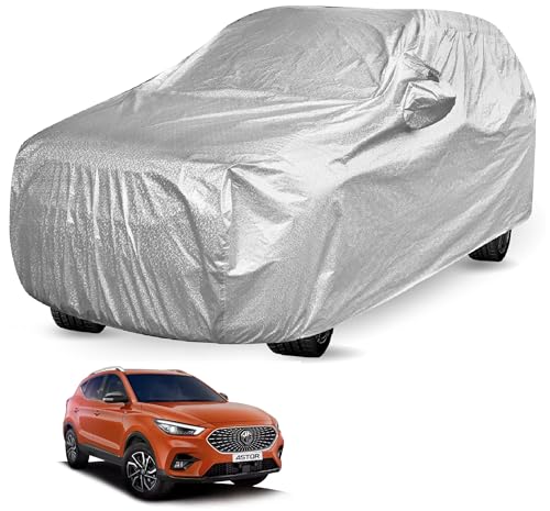 Image of Auto Hub Car Cover Compatible with MG Astor with Mirror Pocket and Soft Cotton Lining,Waterproof Astor Car Cover, Metallic Silver