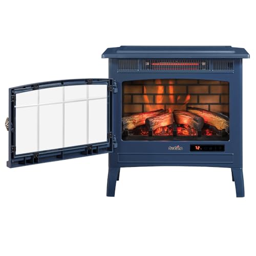 duraflame Freestanding Electric Fireplace Stove Heater with 3D Flame Effect for 1,000 Sq. Ft. Room, Navy - Image 10