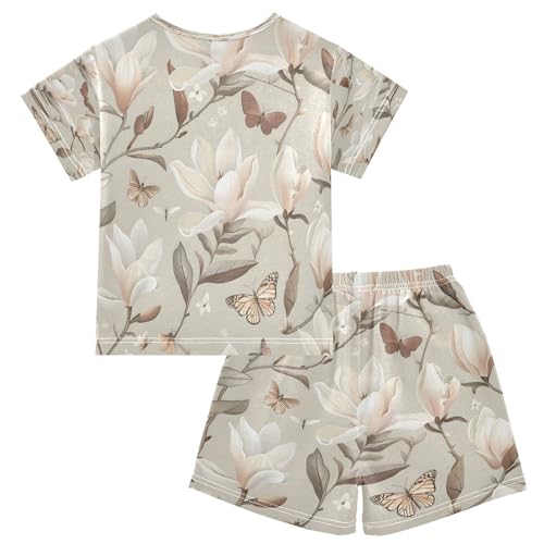 senya Short Sleeve Pajamas Sets Summer Cotton Sleepwear Vintage Magnolia and Butterflies2