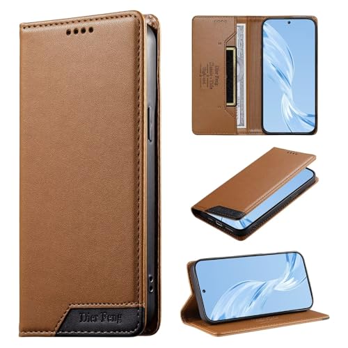 Funda tipo cartera para Xiaomi Redmi Note 14 Pro 5G con tarjetero, bloqueo RFID, cierre magnético, a prueba de golpes, funda protectora de piel sintética para Xiaomi Redmi Note 14 Pro 5G, color marrón