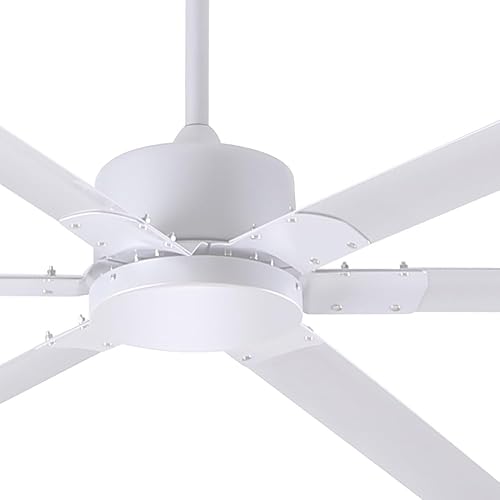 Miniatura 5 de CP96WH Ventilador de techo industrial, 96 pulgadas, blanco clásico, montaje de varilla descendente con gancho de bola de zinc, ideal para grandes