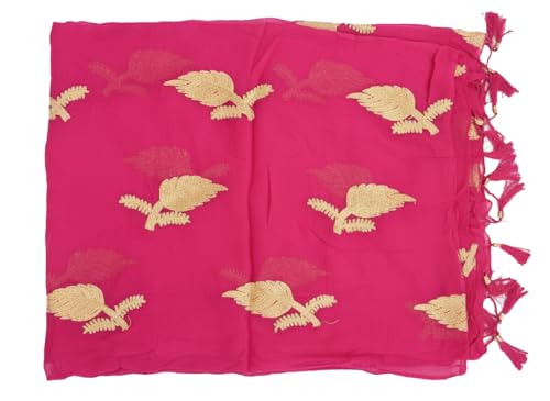 Image of YOUTHQUAKE Women's Golden Patti Work Embroidered Chiffon Dupatta for Womens & Girls With Latkan