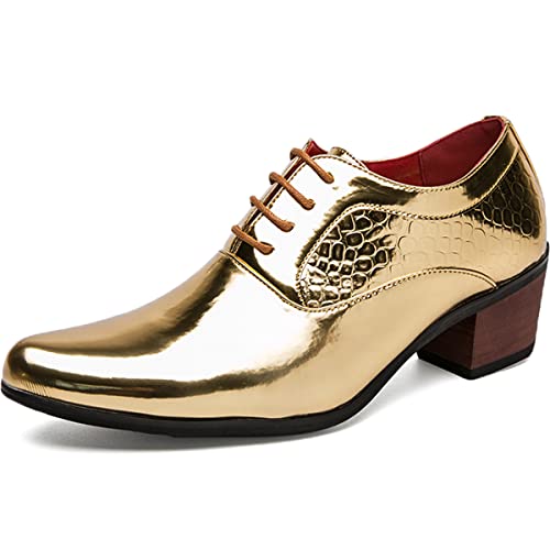 Zaylee Oxford - Zapatos de noche dorados para hombre, con cordones, charol, vintage, boda, UE 43, oro Zaylee Oxford - Zapatos de noche dorados para hombre, con cordones, charol, vintage, boda, UE 43, oro