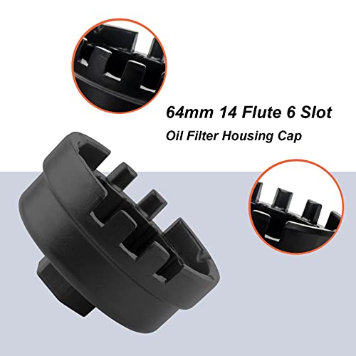 Ruito Oil Filter Wrench, 64Mm 14 Flute 6 Slot Oil Filter Housing Cap Fits For Toyota, Lexus, Scion 1.8L 4 Cylinder - Corolla, Matrix, Prius, Prius Plug-In, Prius Prime, Prius V, Ct200H, Im, Xd #TOP4