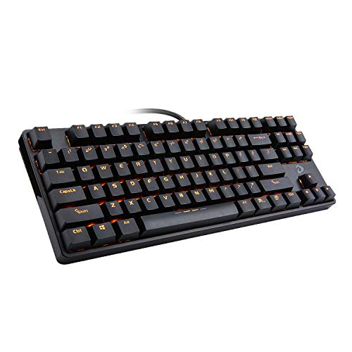 DAREU Orange LED Backlit Mechanical Gaming Keyboard Small Compact 87 Keys Metal Construction