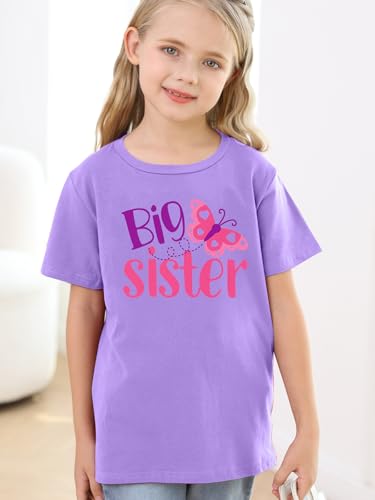 Image of Funnycokid Big Sister Shirts for Girls Pregnancy Announcement Toddler Promoted to T-Shirt 1-7 Years