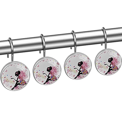 Crochets rideau de douche inox robustes | Décor fleuri chic - 3