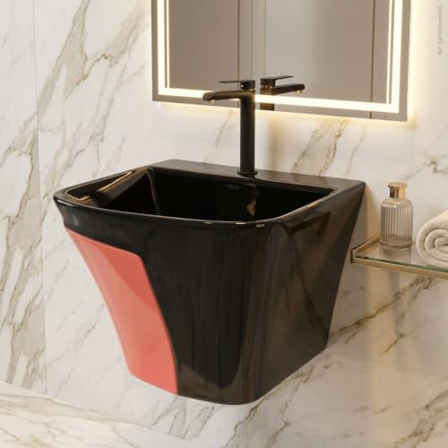 Image of Wall Mounted Wash Basin for Bathroom | Wall Hung Wash Basin /Sink (15.35 x 16.14 x 13 Inch, SFKOP - 220)