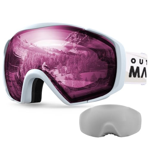 OutdoorMaster Ski Goggles with Cover Snowboard Snow Goggles OTG Anti-Fog for Men Women, Pink Vlt 42%