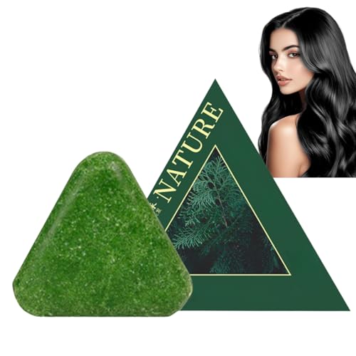 Nature Triangle Shampoo Bar,Nature Green Soap Shampoo with Gentle Cleansing, Strengthens Hair for Women and Men,Plant-Based Solid ShampooBar Improve Frizziness Hair