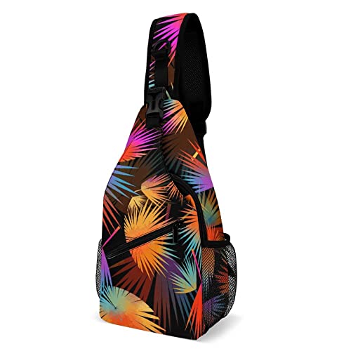 Sling bag léger imprimé plante tropicale et sacoche bandoulière multifonction