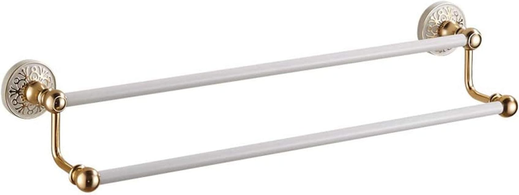 Double pole Towel rail,Gold plus white Towel rack,Space aluminum Rust towel bar,Free punching For Bathroom Kitchen Office.Punch free-I 80cm Color : I, Size : 100cm(39inch)