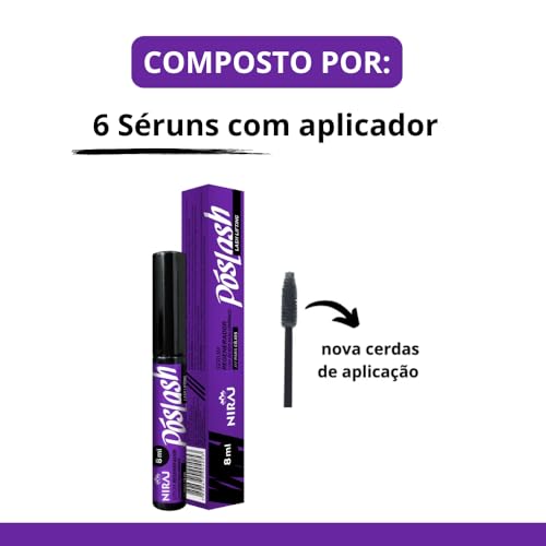 Kit com 6 Séruns para Alongamento de Cílios Pós Lash Lifting 8ml
