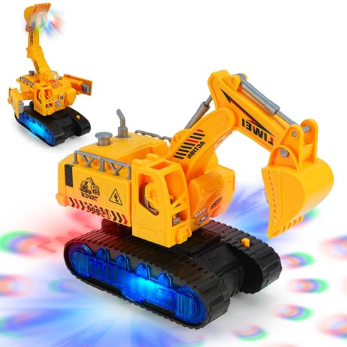 Kiztoys Electric Excavator Robot 2 in 1 for Boys & Girls Excavator Transforming Toy with Music and Light Automatic Deformation Engineering Vehicle