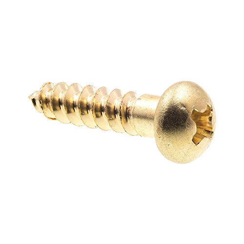 Prime-Line Tornillos para Madera, Cabeza Redonda, Phillips, #8 x 3/4 pulg., Latón Macizo (Paquete de 25) miniatura 1
