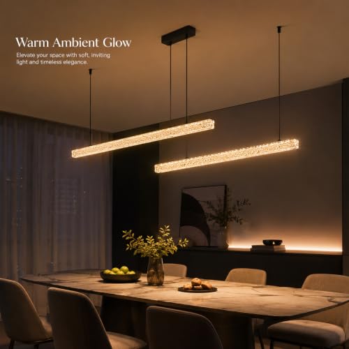 Suspension LED salle à manger noire de 180cm réglable avec télécommande - 8