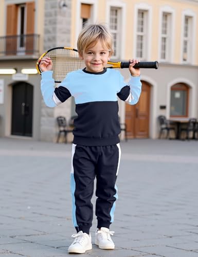 Image of Toddler Boy Clothes Long Sleeve Hoodie Sweatsuits Tops and Pants 2Pcs Boys Fall Winter Outfits Set